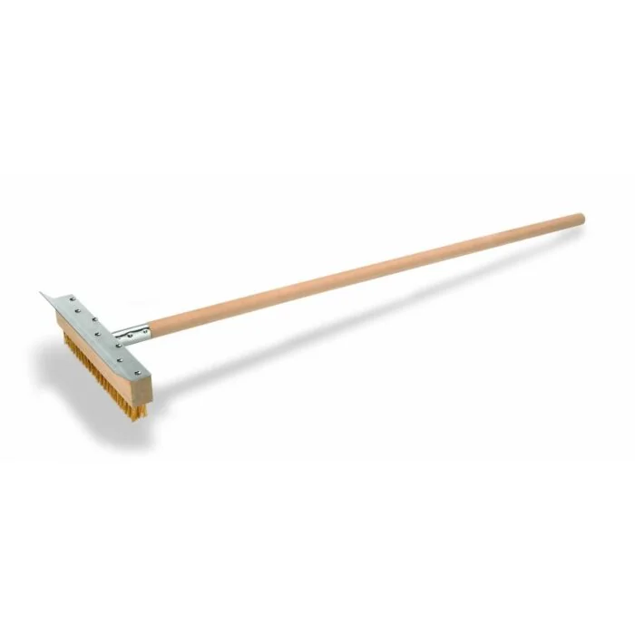 WAS Reinigungsbürste mit Schaber 105 cm mit Messingborsten 3 cm Holz