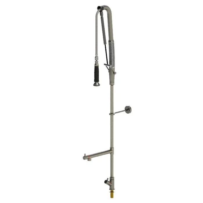 Echtermann TOP CLEAN Geschirrspülbrause Einloch-Standbatterie 1/2 Zoll und Schwenkventil, Edelstahl 800mm