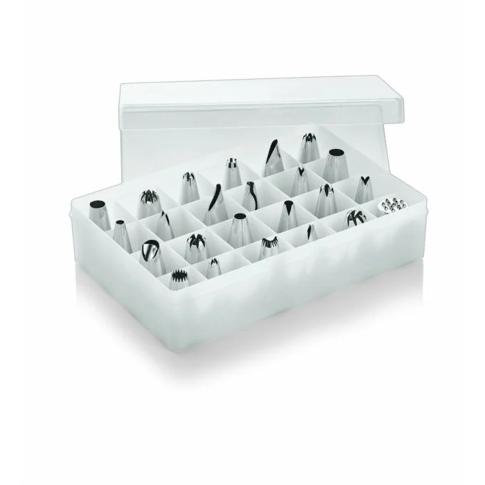 WAS Spritztüllen Set mit 24 Tüllen 17 x 11,5 x 4,5cm Edelstahl