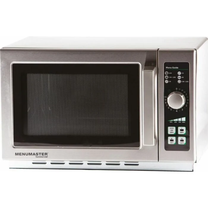 MENUMASTER Profi-Mikrowelle RCS 511DSE – Edelstahl-Tischgerät mit getönter Glas-Drehtür und LCD-Display