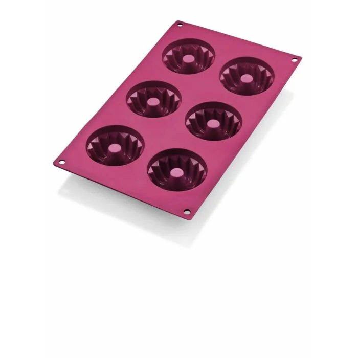 WAS Gugelhupf Cake Pan 31 red 6 Formen Ø 6,5 cm Silikon