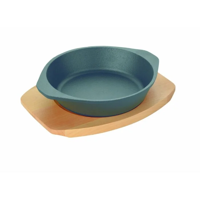WAS Servierpfanne Cast Iron 35 mit Holzuntersetzer Ø 18 cm Gusseisen/Holz