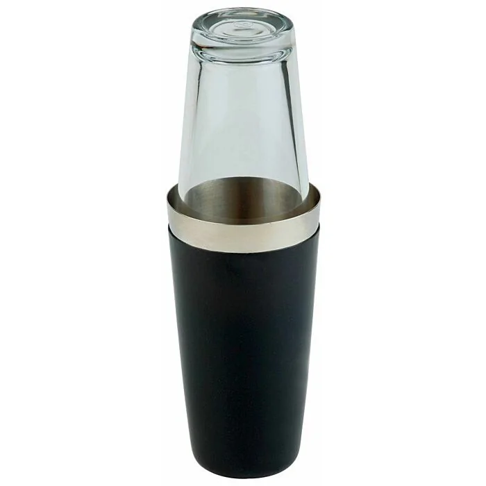 APS Bar Boston Shaker Edelstahl gummiert schwarz