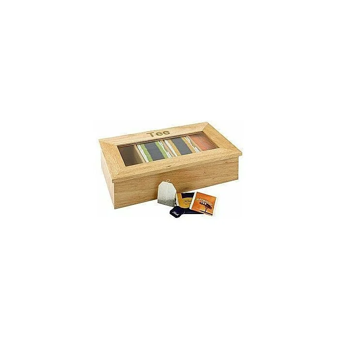 APS Teebox mit 4 Kammern 33,5x20x9 cm Holz hell