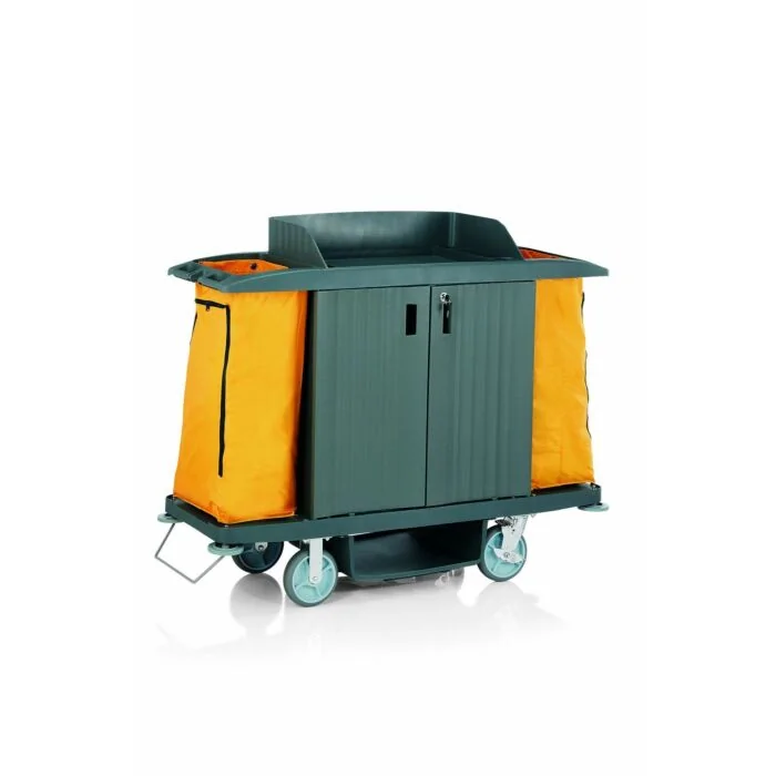 WAS Zimmerservicewagen 2 Türen und 2 Wäschesäcke gelb 154 x 54 x 130 cm Kunststoff