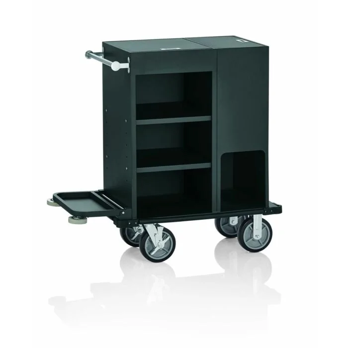 WAS Zimmerservicewagen 93 x 50,5 x 117 cm pulverbeschichtet schwarz Aluminium