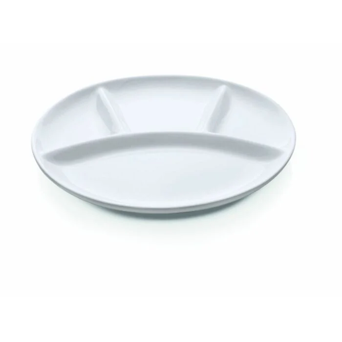 WAS 6 Stk. Fondueteller 4-fach Unterteilung Ø 25 cm Porzellan