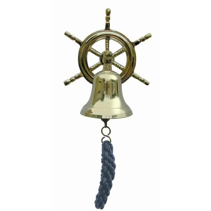 SeaClub Glocke mit Steuerrad-Wandhalterung blauen Bändsel