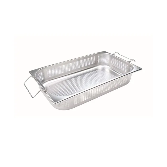 B.PRO Gastronorm-Kocheinsatz 8,3 Liter Edelstahl Gelocht mit Klappgriffen GN 1/2-145 mm