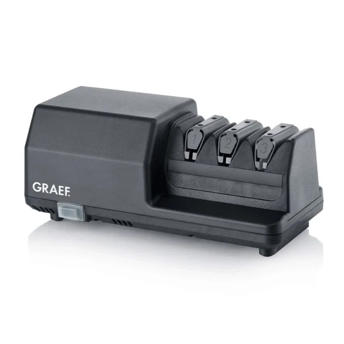 GRAEF Messerschärfer CC 2000 – Frontansicht des elektrischen Schärfgeräts mit Diamantscheiben