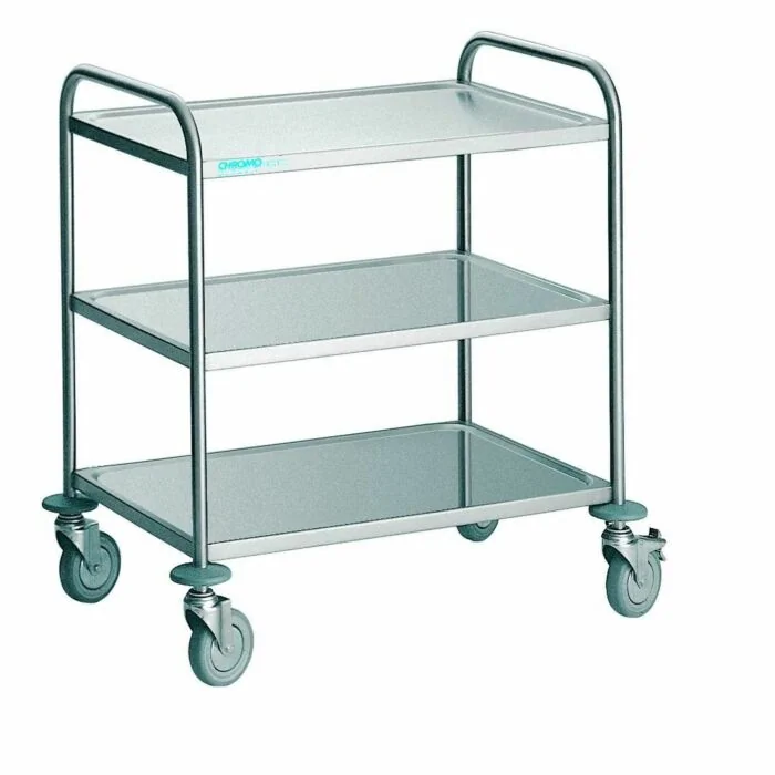 CHROMOnorm Servierwagen mit 3 Borden T: 600 mm