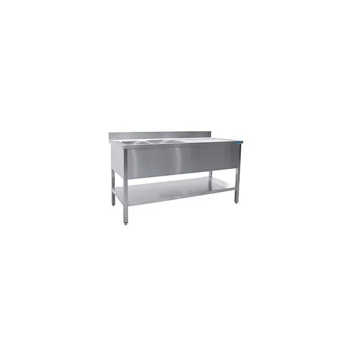 SARO Spültisch mit 2 Becken, links - 600 mm Tiefe, 1400 mm