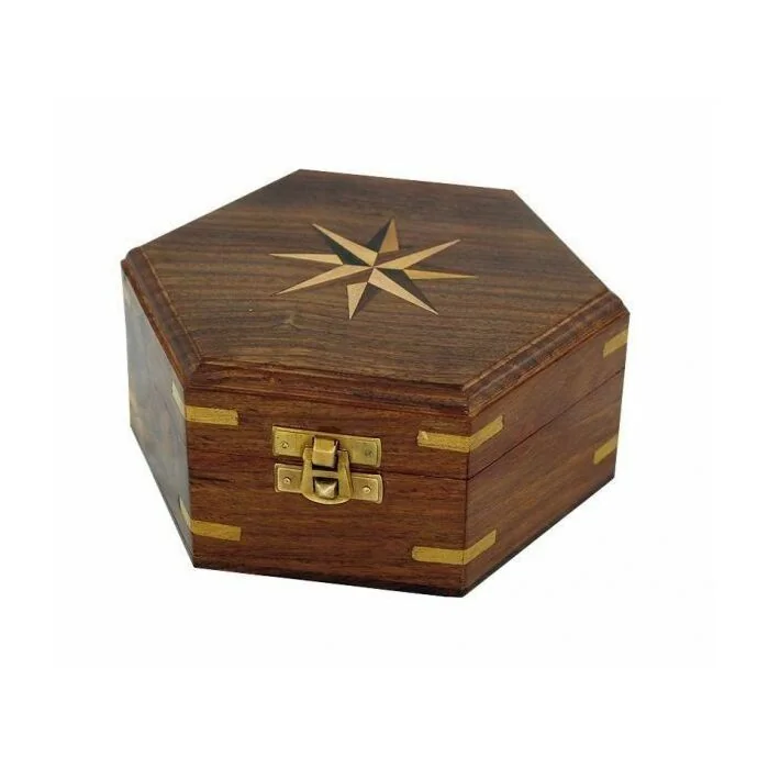 SeaClub Holzbox mit Windrose-Inlay mittel