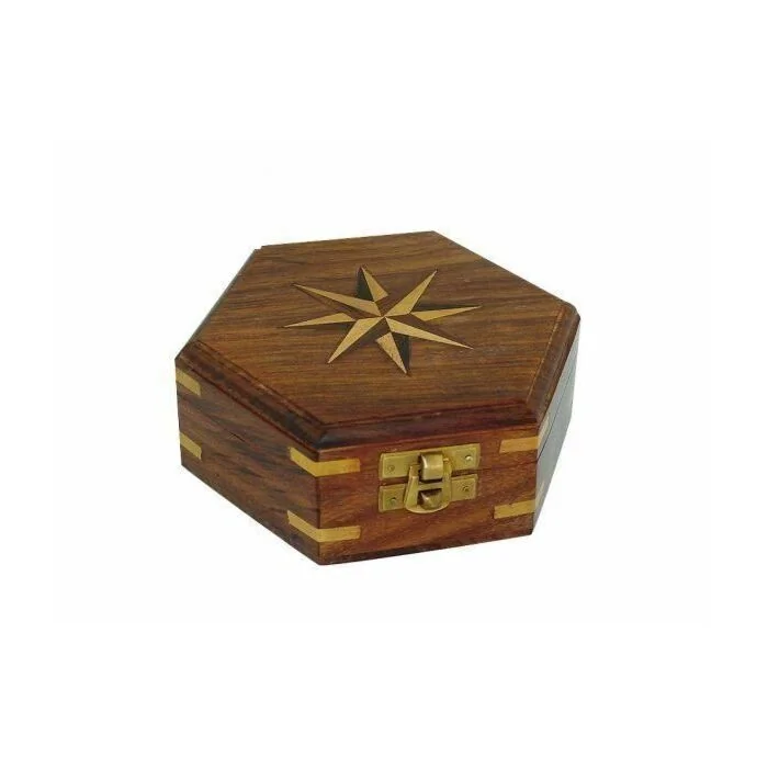 SeaClub Holzbox mit Windrose-Inlay klein
