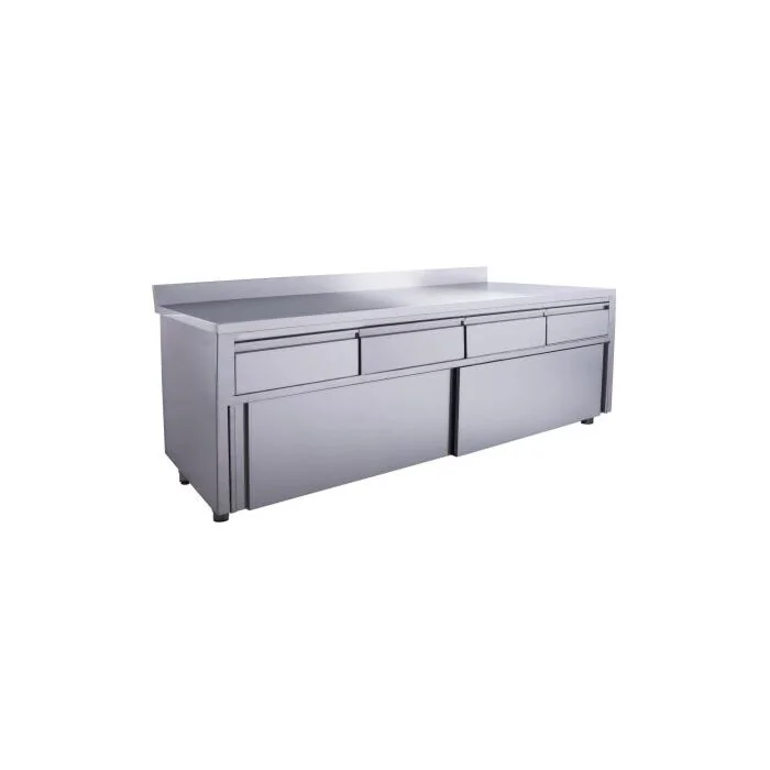 SARO Schiebetürenschrank mit 4 Schubladen und Aufkantung 1800 x 700 x 850 mm