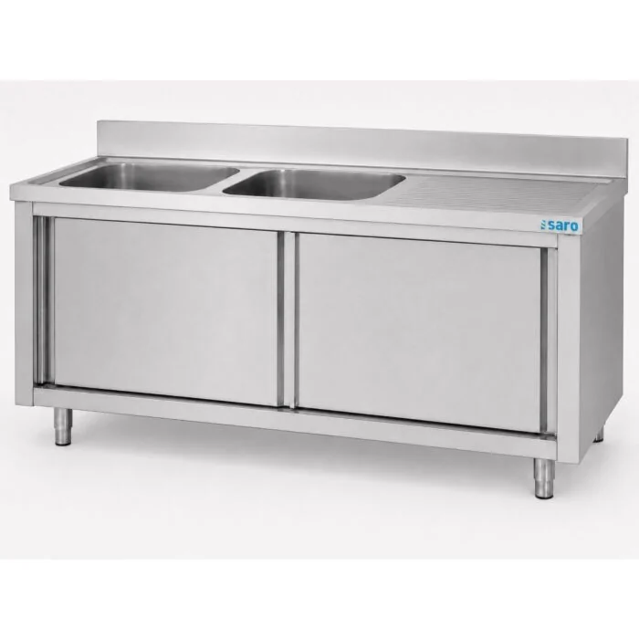 SARO Spültisch mit 2 Becken, links - 700 mm Tiefe, 1200mm