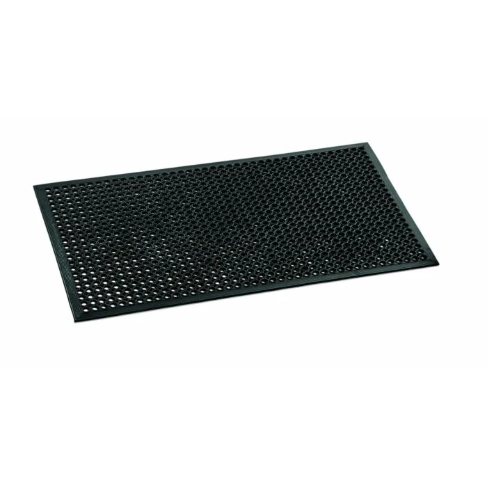 WAS Fußbodenmatte 152,5 x 91,5 x 1,2 cm schwarz perforiert Gummi