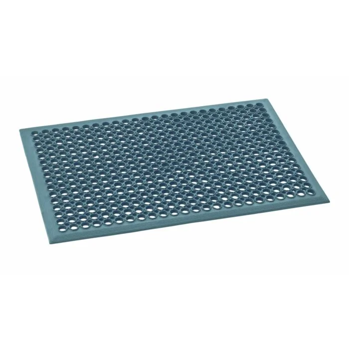 WAS Fußbodenmatte 90 x 60 x 1,2 cm schwarzperforiert Gummi
