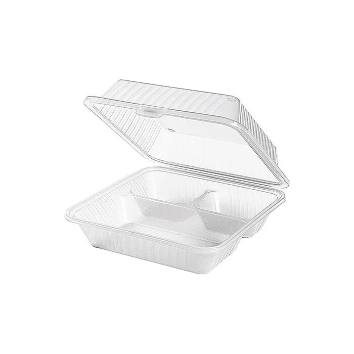 Contacto Eco-Takeouts Behälter, dreigeteilt weiß