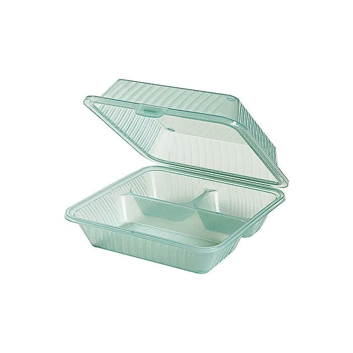 Contacto Eco-Takeouts Behälter, dreigeteilt grün