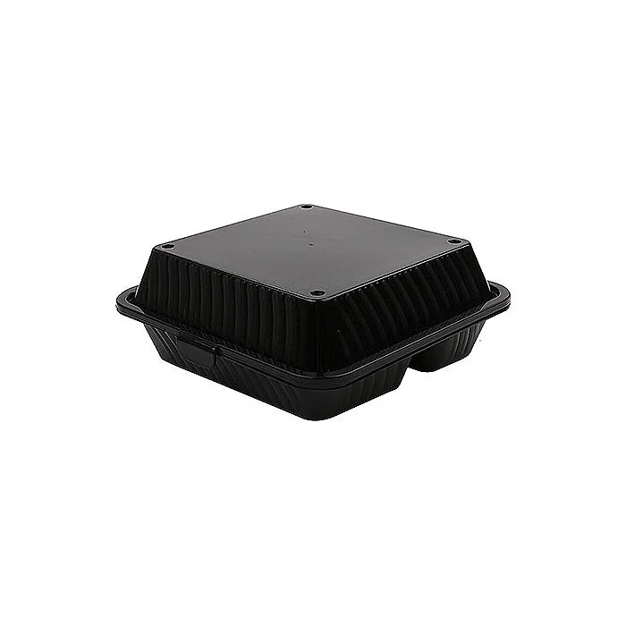 Contacto Eco-Takeouts Behälter, dreigeteilt schwarz