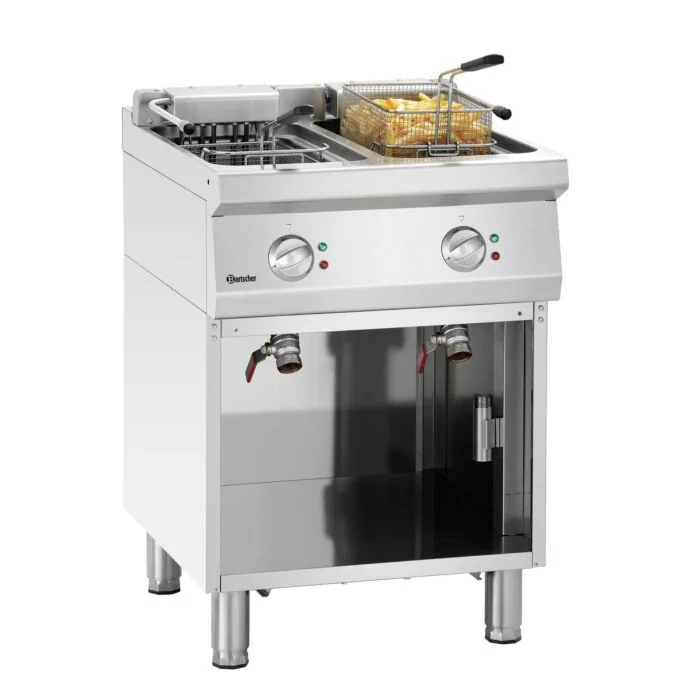 Bartscher Fritteuse 700-E2110 mit zwei Frittierkörbern und offenem Unterbau