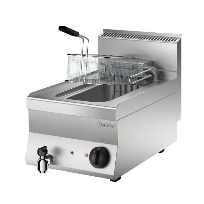 Bartscher Fritteuse 650 B400 10 L – Edelstahl-Tischfritteuse mit 10-Liter-Becken und herausschwenkbarem Heizelement