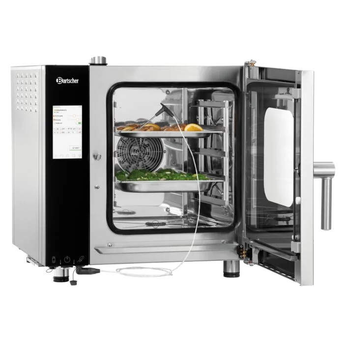 Bartscher Kombidämpfer Silversteam2 P-5230D – Frontansicht des Kombidämpfers mit Touch-Steuerung und 5 Einschüben