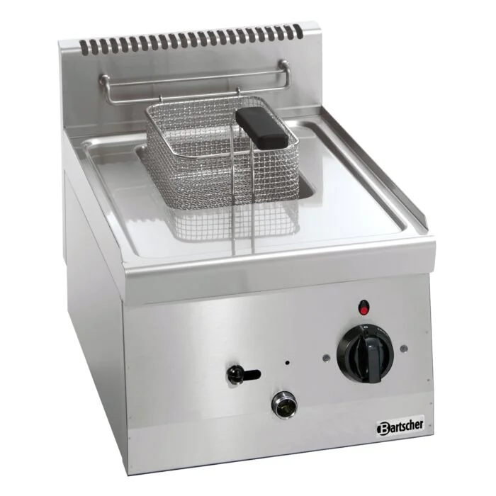 Bartscher Fritteuse 600 B400 6 L – elektrische Tischfritteuse aus Edelstahl mit 6-Liter-Becken und Frittierkorb