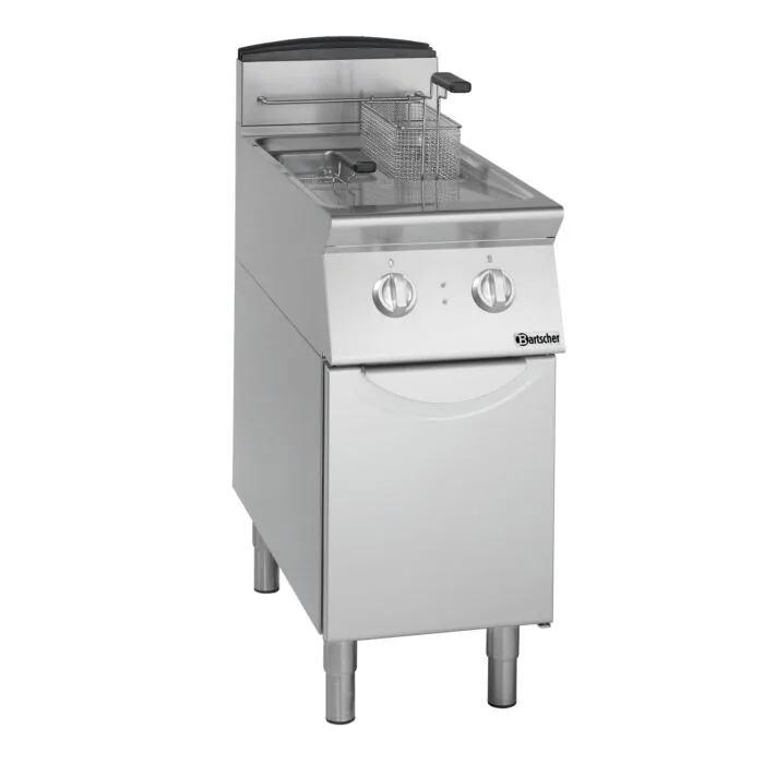 Bartscher Fritteuse 700 B400 2 x 8 L – Edelstahl-Standgerät mit zwei Frittierkörbern und Flügeltür-Unterbau