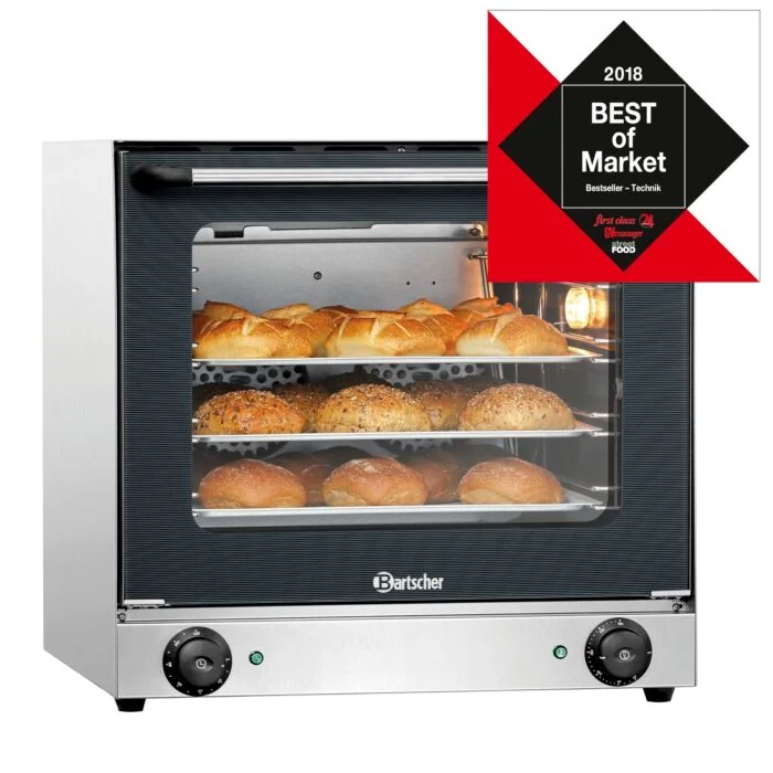 Bartscher Heißluftofen AT90 – Edelstahl-Umluftbackofen mit 4 Einschüben für die Gastronomie