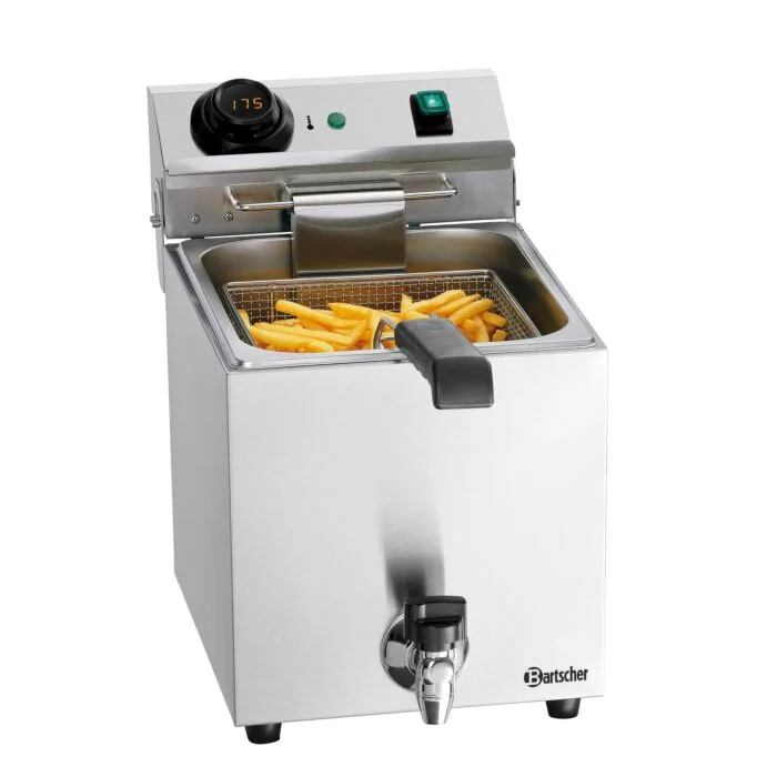 Bartscher Fritteuse MDI SNACK III Plus – Edelstahl-Tischfritteuse mit digitalem Display und Frittierkorb
