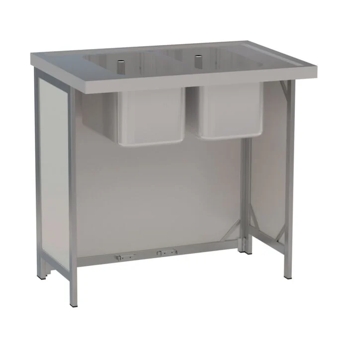 Hagola Mobile Theke Klapptheke mit Arbeitsplatt, 2 Becken