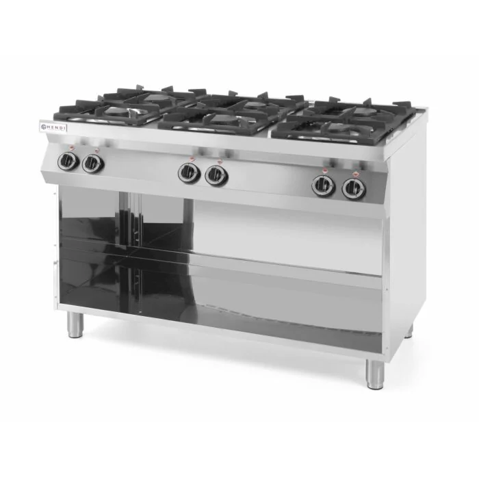 Hendi Gaskocher Kitchen Line 6 Brenner mit offenem Unterbau, 28,5 kW, 1200 x 700 x (H) 900 mm