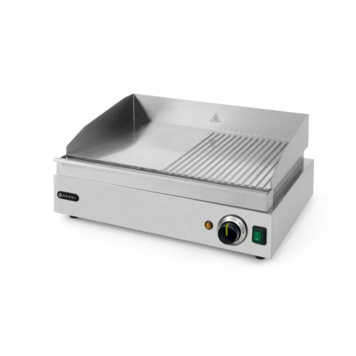 Hendi Grillplatte Profi Line, 1/2 glatt, 1/2 gerillt, 230 V /2,4 kW, 550 x 380 x (H) 240 mm