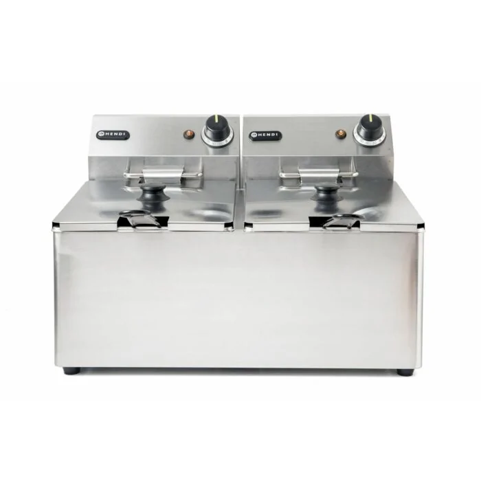 Hendi Fritteuse Kitchen Line - 2x8L, Kitchen Line, 16 L, 50 / 190˚C, 230 V / 7,0 kW, 550 x 430 x (H) 345 mm