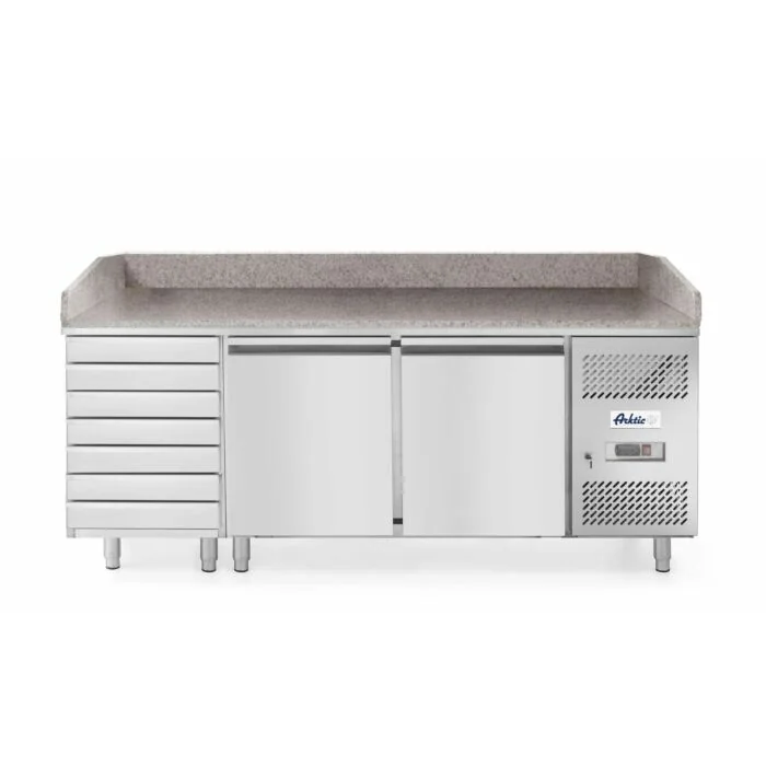 Hendi Pizzatisch, zweitürig mit 7 Schubladen 280 L, 250 L, -2 / 8 ˚C, 230 V / 0,25 kW, R600a, 2010 x 800 x (H) 875 mm