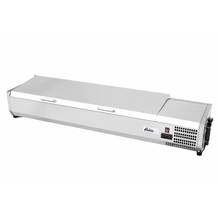 Hendi Aufsatz-Kühlvitrine Gastronorm 1/3, 7 x GN 1/3, -2 / 8 ˚C, 230 V / 0,18 kW, R600a, 1605 x 395 x (H) 290 mm
