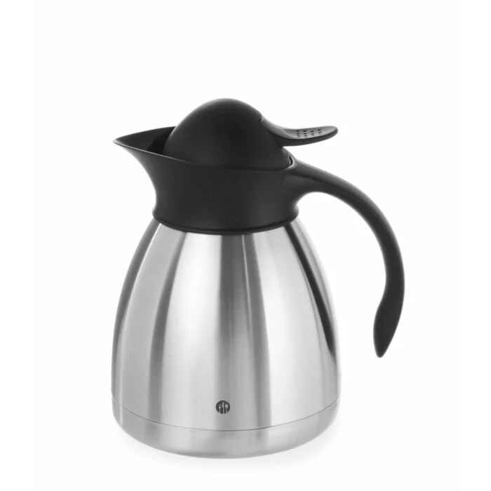 Hendi Isolierkanne mit schwarzer Druckknopfkappe, 1 L, ø 145 x (H) 205 mm