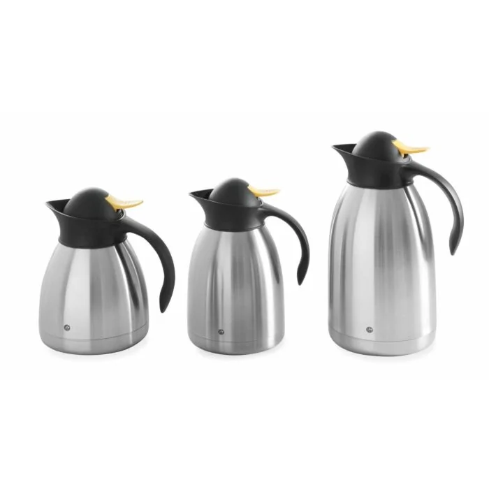 Hendi Isolierkanne mit gelber Druckknopfkappe, 1,5 L, ø 145 x (H) 230 mm