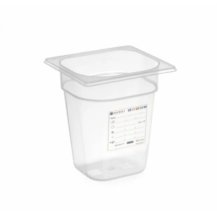 Hendi HACCP Aufbewahrungsbehälter, GN 1/6, 1 L, Transparent, 176 x 162 x (H )65 mm