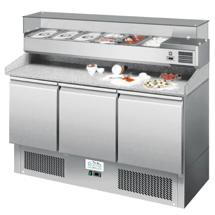 Atosa ICE3852GR 3 Türige Pizza Kühltisch mit Granitplatte