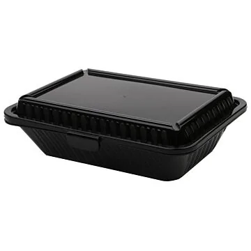 Contacto Eco-Takeouts Behälter, flacher Deckel, schwarz
