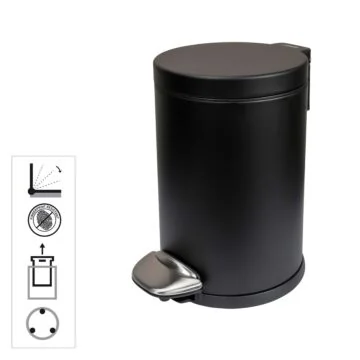 Aliseo PRESTIGE Hygieneeimer 5L in Schwarz matt mit Absenk-Automatik-Deckel, Frontansicht