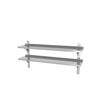 Hendi Verstellbares Doppel-Wandregal mit zwei Stahlschienen, 1400x300x(H)600mm