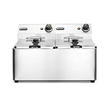 Hendi Fritteuse Kitchen Line - 2x8L, Kitchen Line, 16 L, 50 / 190˚C, 230 V / 7,0 kW, 550 x 430 x (H) 345 mm