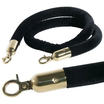 Contacto Schwarzes Seil 1500 mm passend zu Absperrpfosten, gold