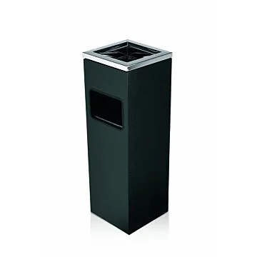 WAS Standascher 20 x 20 x 60 cm pulverbeschichteter Stahl schwarz/Edelstahl