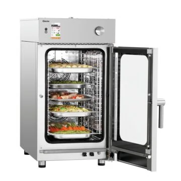 Bartscher Kombidämpfer Silversteam-K 10110DRS – Detailansicht der digitalen Steuerung mit Rack-Control-Funktion