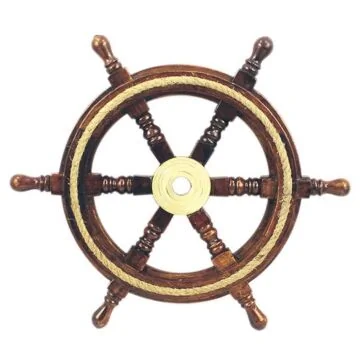 SeaClub Steuerrad Holz mit Messingnabe und Tau 30 cm